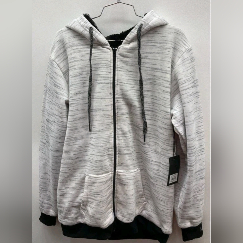Steve’s Jeans Sherpa Lined Hoodie Zip-Up Sweat Jacket Size L NWT MSRP $58